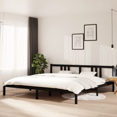 Estructura de cama de madera maciza negro 200x200 cm