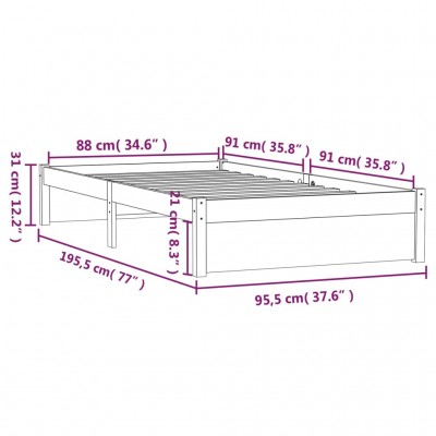 Estructura de cama madera maciza individual blanco 90x190 cm - referencia  Mqm-3105102