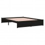 Estructura de cama de madera maciza negra 160x200 cm