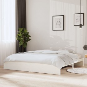 Estructura de cama madera maciza blanco 200x200 cm
