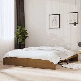 Estructura de cama madera maciza marrón miel 200x200 cm