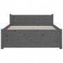 Estructura de cama madera maciza gris 100x200 cm