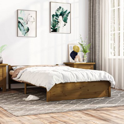 Estructura de cama madera maciza marrón miel 140x200 cm