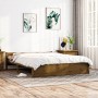 Estructura de cama king madera maciza marrón miel 150x200 cm