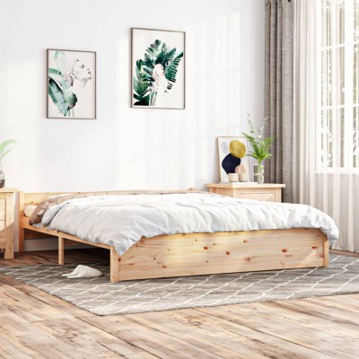 Estructura de cama madera maciza Super King 180x200 cm