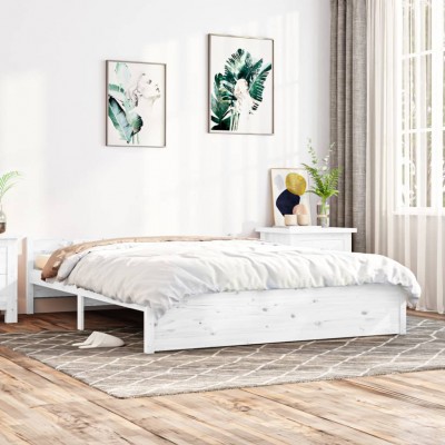 Estructura de cama madera maciza blanco Super King 180x200 cm