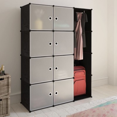 240497  Modular Cabinet with 9 Compartments 37x115x150 cm Black and White