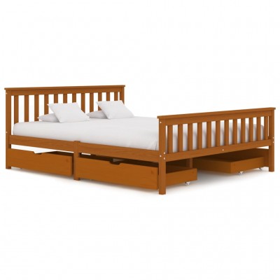 Estructura de cama con 4 cajones pino marrón miel 160x200 cm
