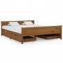 Estructura de cama 4 cajones madera pino marrón miel 160x200 cm