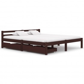 Estructura de cama con 2 cajones pino marrón oscuro 160x200 cm