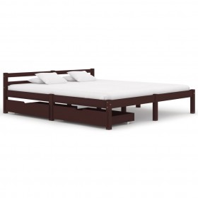 Estructura de cama con 2 cajones pino marrón oscuro 180x200 cm