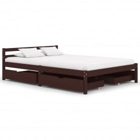 Estructura de cama con 4 cajones pino marrón oscuro 140x200 cm