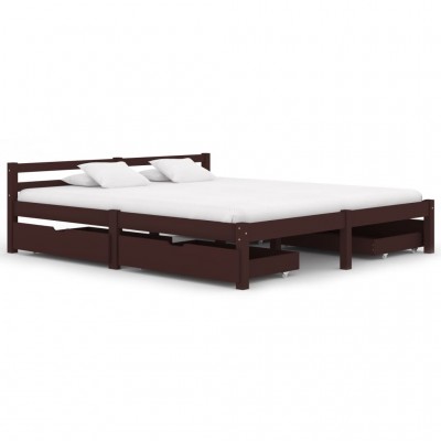 Estructura de cama con 4 cajones pino marrón oscuro 180x200 cm