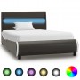Estructura cama y LED cuero sintético gris antracita 90x200 cm