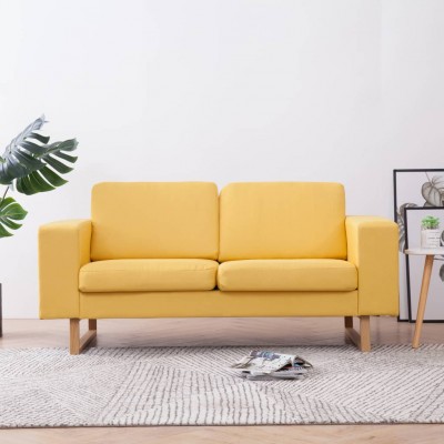 Sofá de 2 plazas de tela amarillo