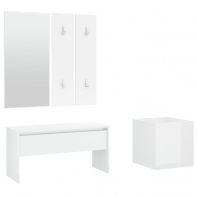 Set de muebles de recibidor madera contrachapada blanco brillo - referencia  Mqm-3082059