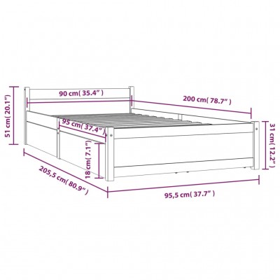 Estructura de cama de tela color crema 90x200 cm - referencia Mqm-347138