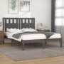 Estructura de cama de madera maciza de pino gris 200x200 cm