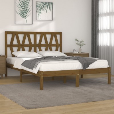 Estructura de cama madera maciza de pino marrón miel 120x200 cm