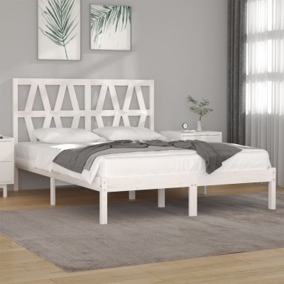 Estructura de cama de madera maciza de pino blanca 140x200 cm