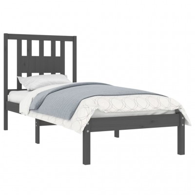 Estructura de cama madera maciza gris 135x190 cm - referencia Mqm-3104040