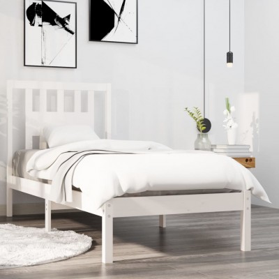 Estructura de cama individual madera maciza blanco 90x190 cm - referencia  Mqm-3105916