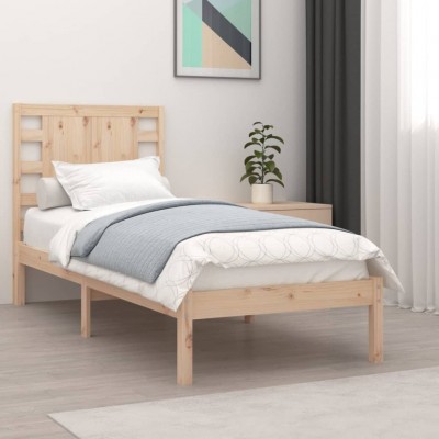 Estructura cama individual pequeña madera maciza gris 90x190 cm -  referencia Mqm-3105347