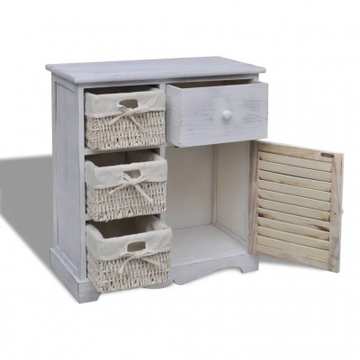 Mueble de almacenaje de madera con 3 cestas blanco - referencia Mqm-240794
