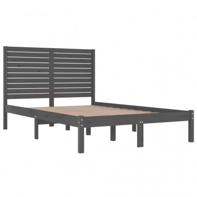 Estructura de cama madera maciza doble pequeña gris 120x190 cm - referencia  Mqm-815016