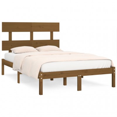 Estructura de cama madera maciza de pino marrón miel 160x200 cm -  referencia Mqm-3104751
