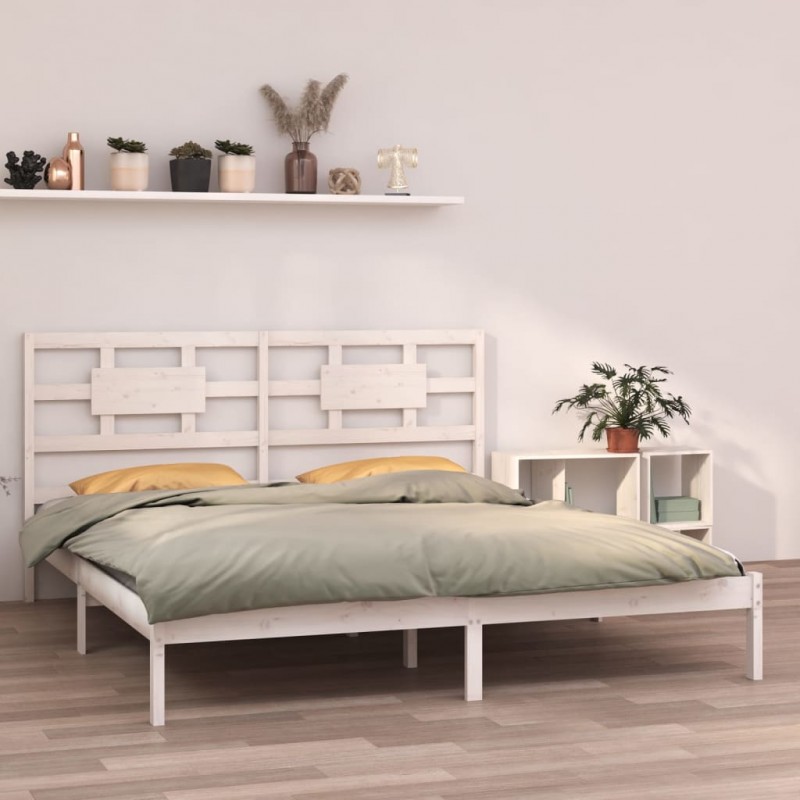 Estructura de cama de madera maciza blanca 180x200 cm - referencia