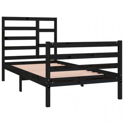 Estructura de cama individual madera maciza negra 90x190 cm - referencia  Mqm-3104122