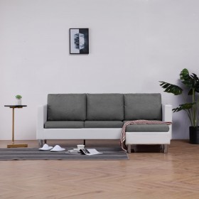282202  3-Seater Sofa with Cushions White Faux Leather