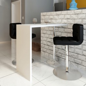 Mesa alta de cocina de MDF y 1 pata de acero blanco con brillo