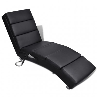 Tumbona de masaje reclinable de cuero sintético negro