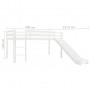 Cama alta para niños tobogán y escalera madera pino 97x208 cm