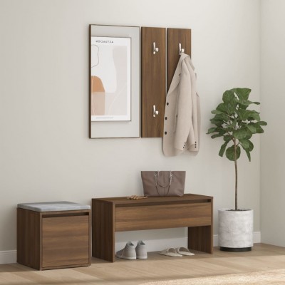 Set de muebles de recibidor madera contrachapada roble marrón