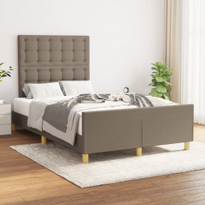 Estructura de cama con cabecero de tela gris taupe 120x200 cm