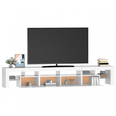 GuyAna Mueble de TV con Luces LED Blanco Brillante 135x39x30 cm