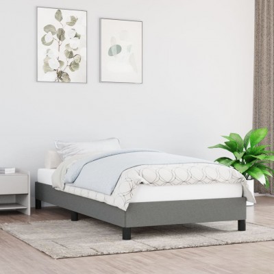 Estructura de cama de tela gris oscura 90x200 cm