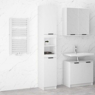 Pack muebles Baño Blanco Brillo (Mueble lavabo + armario alto +