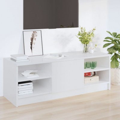 Mueble de TV madera contrachapada blanco brillo 102x35,5x36,5cm