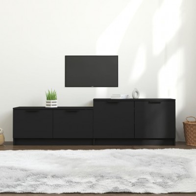 Mueble de TV madera contrachapada negro 158,5x36x45 cm