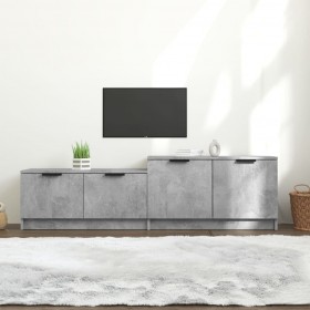 Mueble de TV madera contrachapada gris hormigón 158,5x36x45 cm
