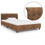 Estructura de cama de piel de ante artificial marrón 100x200 cm