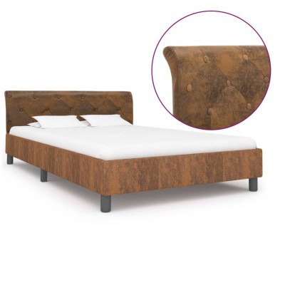 Estructura de cama de piel de ante artificial marrón 140x200 cm