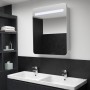 Armario de cuarto de baño con espejo y LED 68x9x80 cm