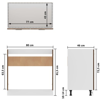 Armario inferior cocina contrachapado marrón roble 60x46x81,5cm -  referencia Mqm-815563