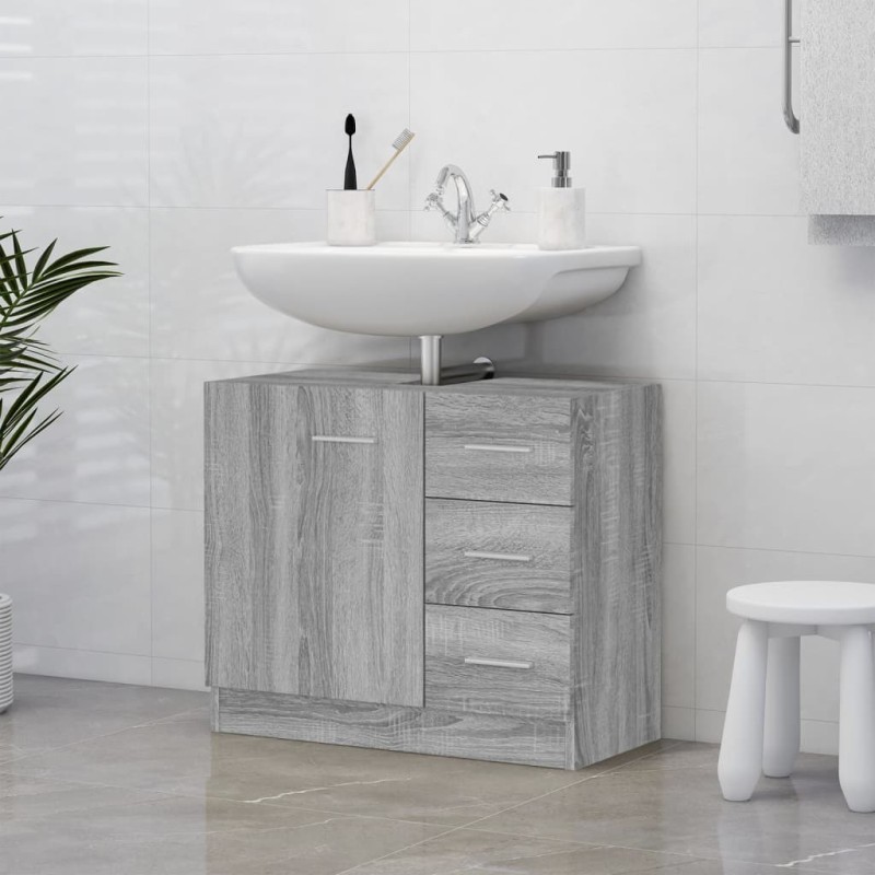Armario de lavabo madera contrachapada gris hormigón 58x33x60cm -  referencia Mqm-821264