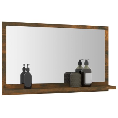 Espejo de baño madera contrachapada roble ahumado 60x10.5x37 cm